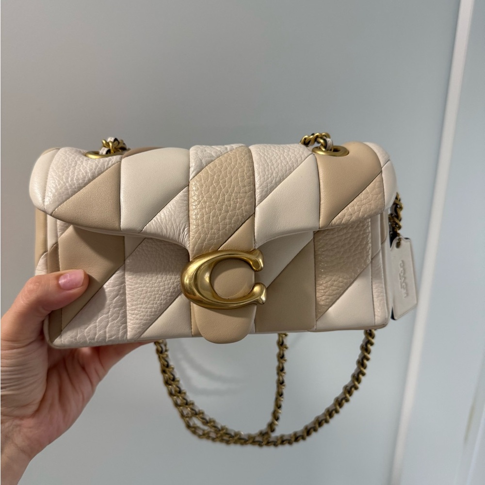 Coach tabby 20 Beige and Cream Patchwork Crossbody Bag
